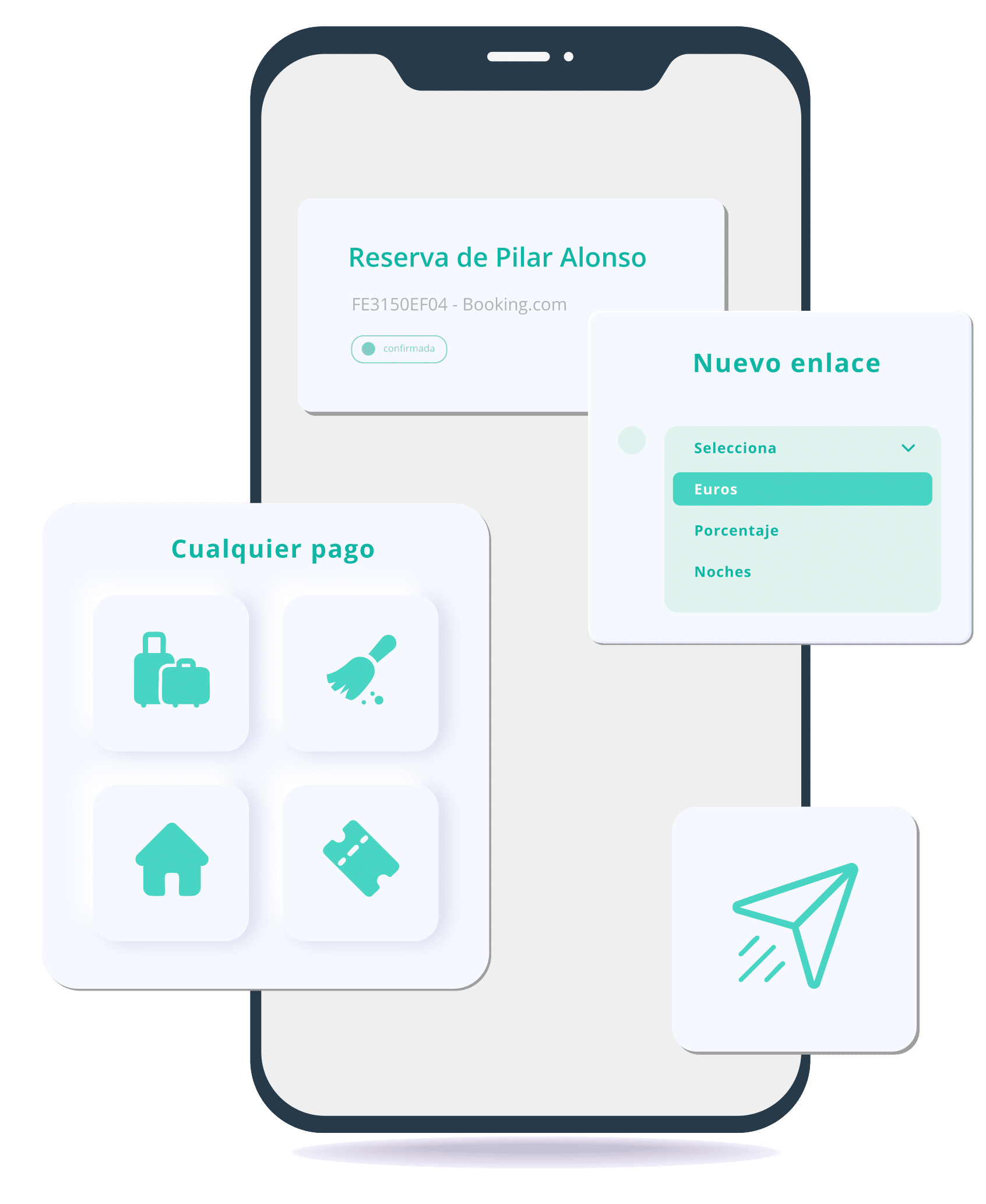 Pantalla ilustrativa del flujo de pago por enlace