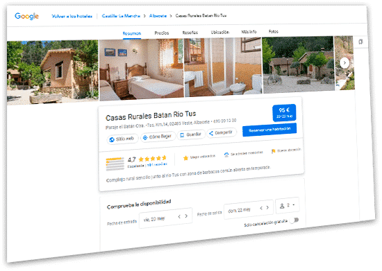 AvaiBook. Ficha alojamiento en Google